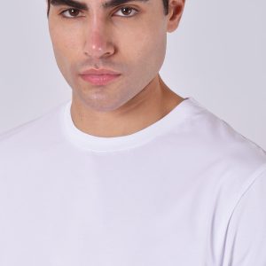 تیشرت مردانه تک رنگ سفید مدل ZC0020